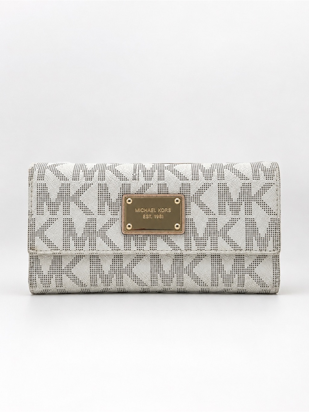 Michael Kors Jet Set Travel Checkbook Wallet – Vanilla/Gold